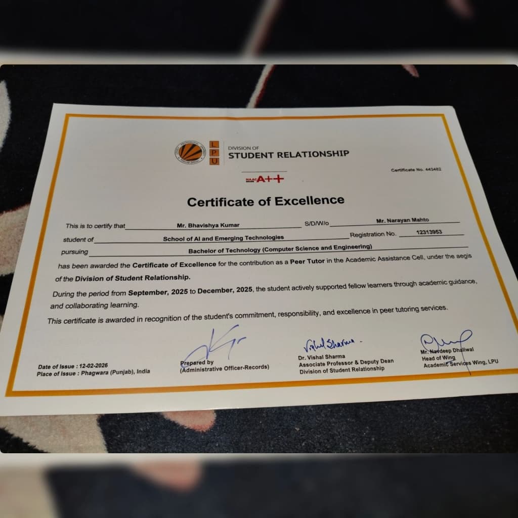 Excellence Certificate